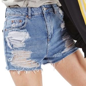 Topshop Distressed Mom Jean Shorts